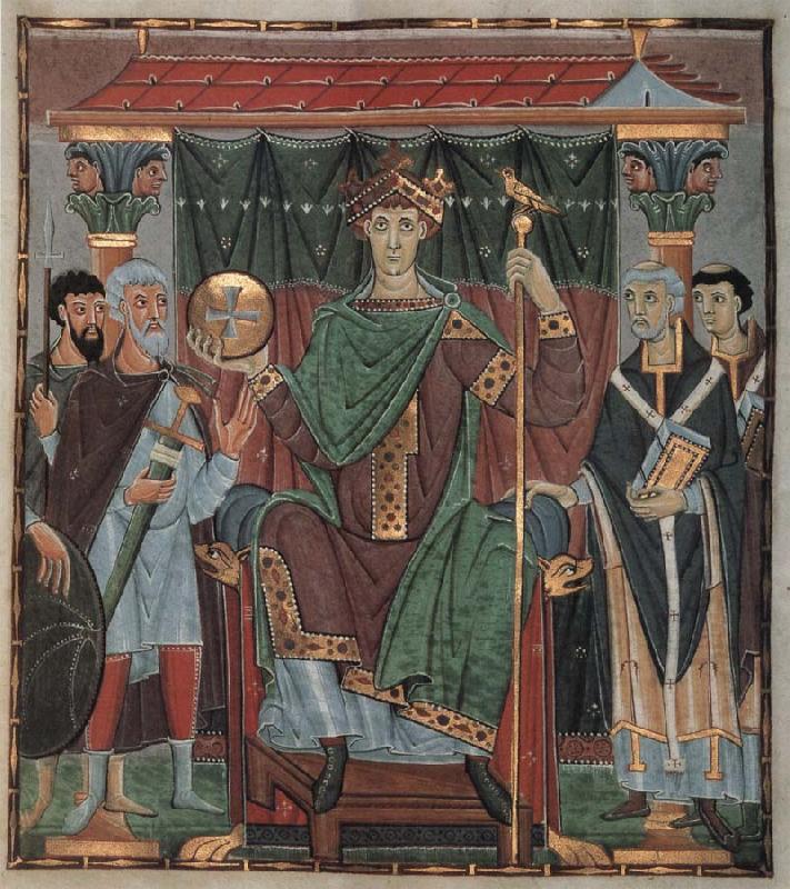 Ottonisch Reichenau Otto III,thronend,Evangeliar Otto III Germany oil painting art